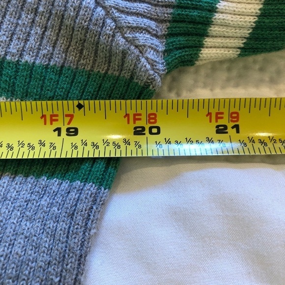 BP. Ribbed Lettuce Edge Long Sleeve Striped Sweater Green Gray Size Large L - Picture 7 of 10